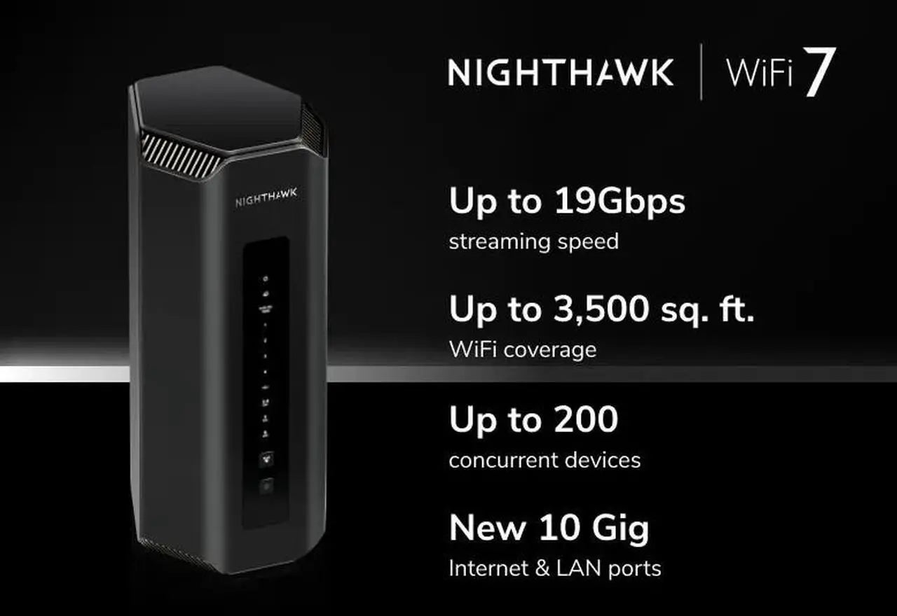 Netgear Nighthawk RS300 Tri-Band WiFi 7 Router, BE9300 Wireless Speed (up to 9.3Gbps), RS300-100NAS
