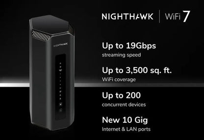 Netgear Nighthawk RS300 Tri-Band WiFi 7 Router, BE9300 Wireless Speed (up to 9.3Gbps), RS300-100NAS