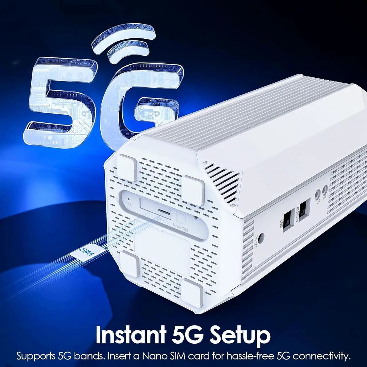WAVLINK 5G NR SA NSA AX3000 WiFi 6 CPE Router with SIM Card Slot, Dual-Band Wi-Fi 6 Mesh Router, Qualcomn RM520N-GL Module, Gigabit WAN/LAN Ports, 9 x Internal Antennas, VPNs, WPA3 for Home & Office