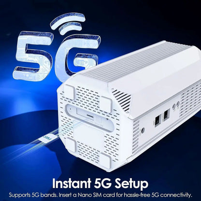 WAVLINK 5G NR SA NSA AX3000 WiFi 6 CPE Router with SIM Card Slot, Dual-Band Wi-Fi 6 Mesh Router, Qualcomn RM520N-GL Module, Gigabit WAN/LAN Ports, 9 x Internal Antennas, VPNs, WPA3 for Home & Office