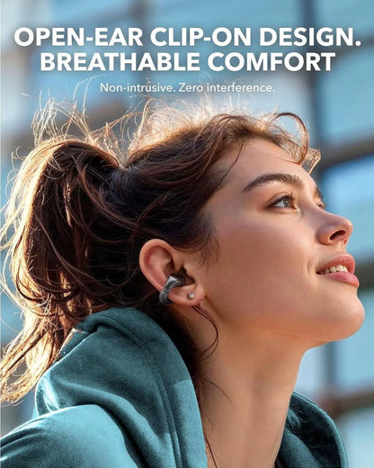 Soundcore C30i by Anker, Open-Ear Earbuds, Clip-On Headphones, Lightweight Comfort, Stable Fit, Firm-Shell Design, Attachable Ear Grips, Big Drivers for Vibrant Sound, 30H Play, IPX4 Water-Resistant