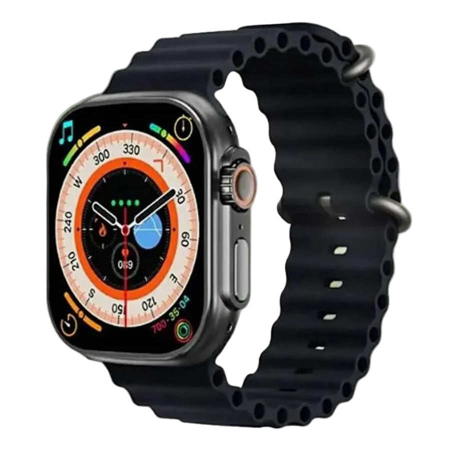 T800 Ultra 1.99 inch Ocean Silicone Band Smart Watch Support Heart Rate / ECG (Black)
