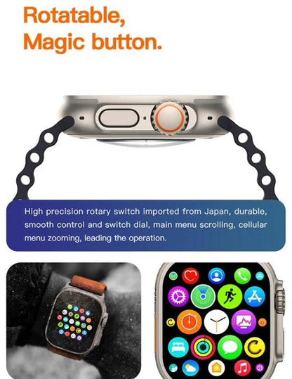 T800 Ultra 1.99 inch Ocean Silicone Band Smart Watch Support Heart Rate / ECG (Black)