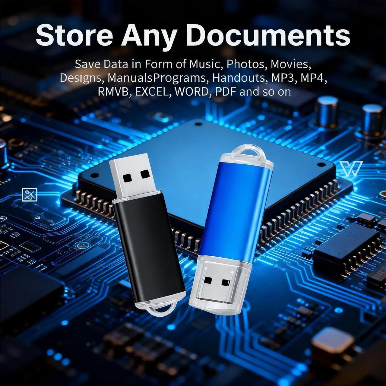 USB Flash Drive 5 Pack 64GB USB 2.0 Flash Drive Memory Stick USB Drive Jump Drive USB Storage Flash Drives Pen Drive Thumb Drives (5 Mixed Colors: Black Blue Green Red Purple)