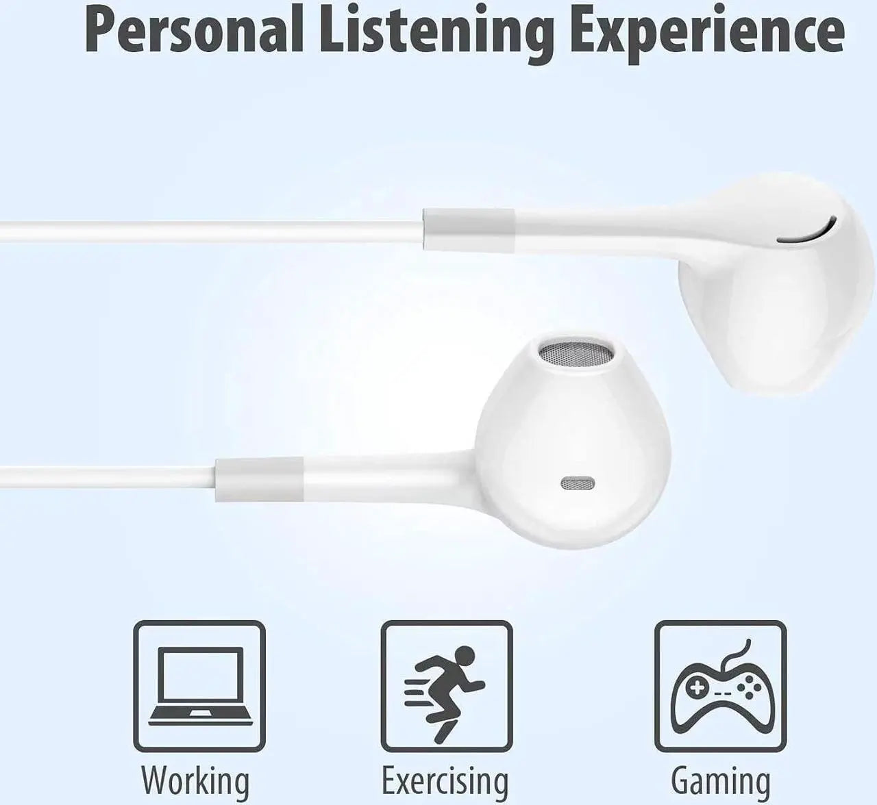 Earbuds Headphones 5 in One Pack, Wired Earbud with Heavy Bass Stereo Noise Blocking, Microphone, Compatible with iPhone, Android Phones, Laptops, Computers, iPad or Any Device with 3.5mm Interface