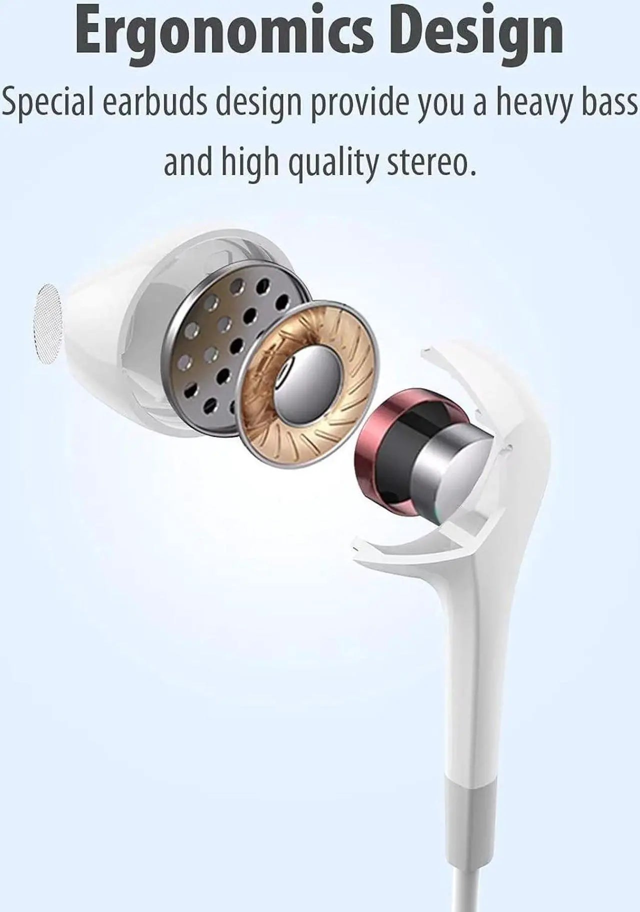Earbuds Headphones 5 in One Pack, Wired Earbud with Heavy Bass Stereo Noise Blocking, Microphone, Compatible with iPhone, Android Phones, Laptops, Computers, iPad or Any Device with 3.5mm Interface