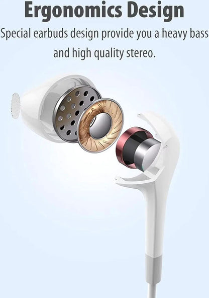 Earbuds Headphones 5 in One Pack, Wired Earbud with Heavy Bass Stereo Noise Blocking, Microphone, Compatible with iPhone, Android Phones, Laptops, Computers, iPad or Any Device with 3.5mm Interface