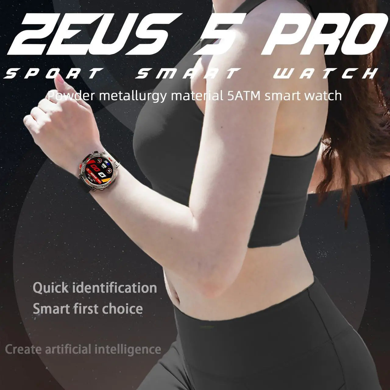 LOKMAT ZEUS 5 PRO Smart Watch 1.46-Inch Large Round Screen Compass Function Flashlight Function Bluetooth Call Information Push Voice Assistant Sedentary Reminder Remote Photo Taking Music Control