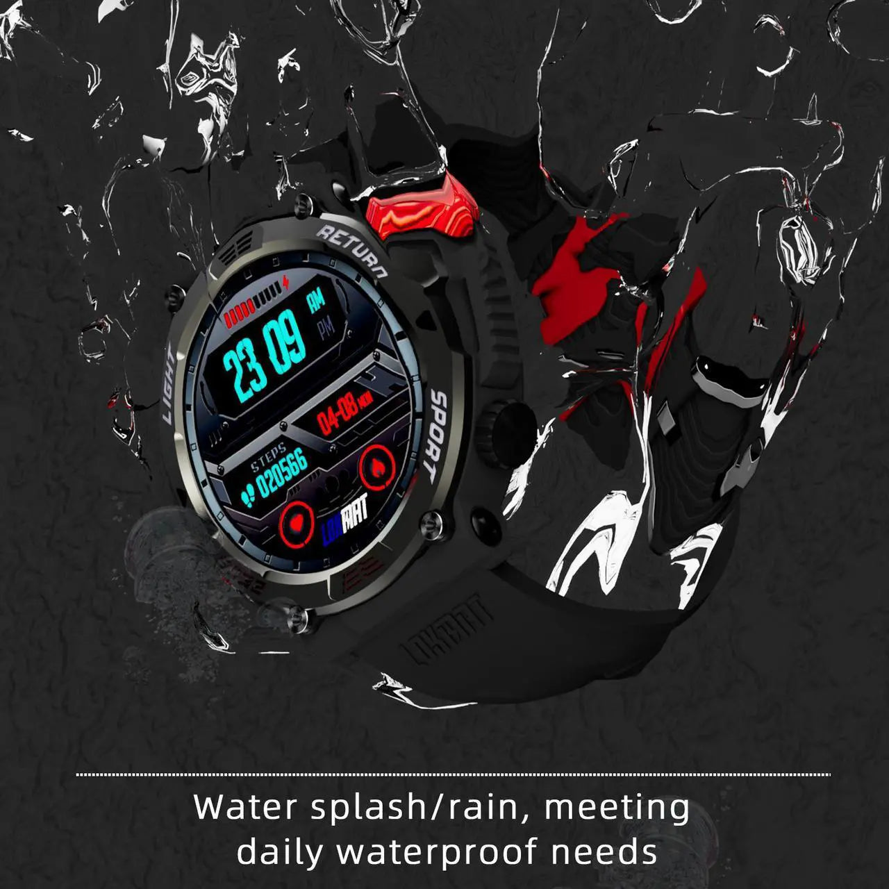 LOKMAT ZEUS 5 PRO Smart Watch 1.46-Inch Large Round Screen Compass Function Flashlight Function Bluetooth Call Information Push Voice Assistant Sedentary Reminder Remote Photo Taking Music Control