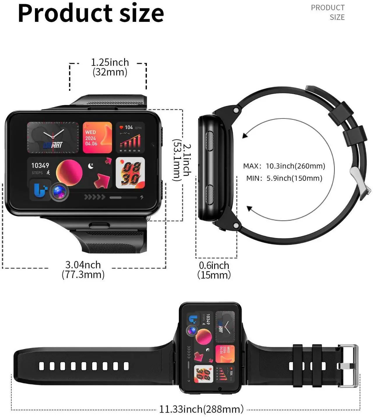 LOKMAT APPLLP MAX smart phone watch, 2.88-inch large screen, supports 4G/5G phone cards, high-definition dual cameras, detachable watch, mini small phone, and free download of third-party apps