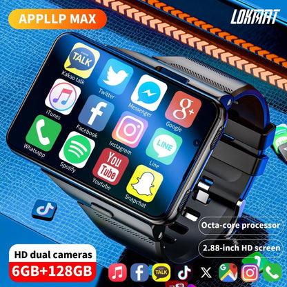 LOKMAT APPLLP MAX smart phone watch, 2.88-inch large screen, supports 4G/5G phone cards, high-definition dual cameras, detachable watch, mini small phone, and free download of third-party apps