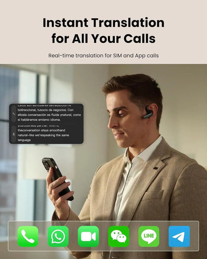 iFLYTEK AI Translation Earbuds, Auto Noise Cancelling, Bone Conduction Wireless Bluetooth Translation Earbuds, 60 Languages for Real-Time Face-to-Face Global Business Calls & Meetings and Travel