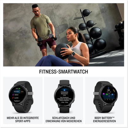 Garmin vivoactive 5 SPORTS & FITNESS Slate Aluminum Bezel with Black Case and Silicone Band Smartwatch 010-02862-10 - Slate