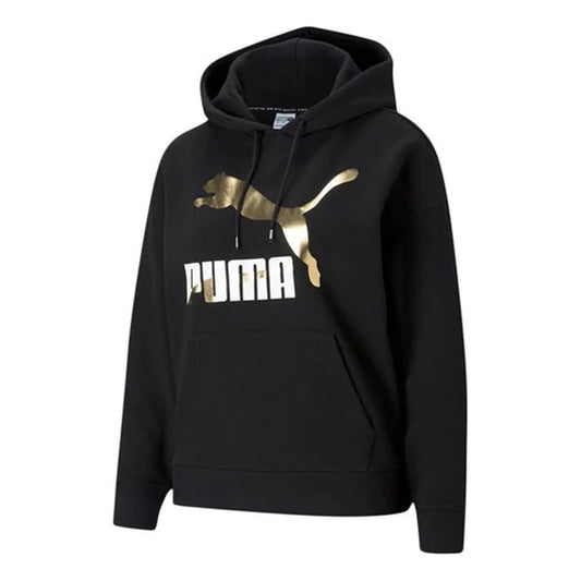 (WMNS) PUMA Classics Logo Printing Sports Hoodie Black 531385-51