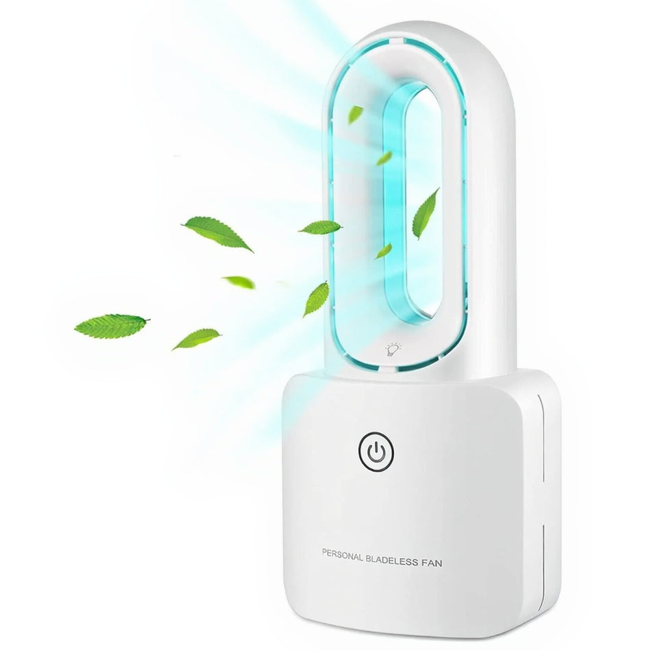 Portable Desk Bladeless Fan with Night Light, 11.8" Personal Cooling Fan