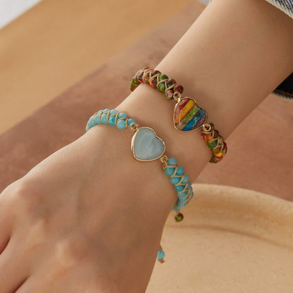 Handmade Natural Stone Braided Beads Bracelet Adjustable Bangle Women Jewellery