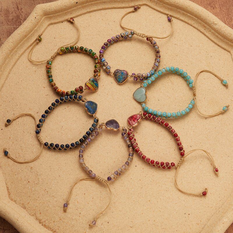 Handmade Natural Stone Braided Beads Bracelet Adjustable Bangle Women Jewellery