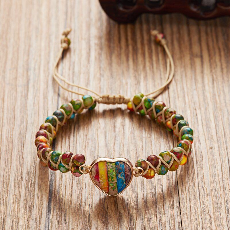 Handmade Natural Stone Braided Beads Bracelet Adjustable Bangle Women Jewellery