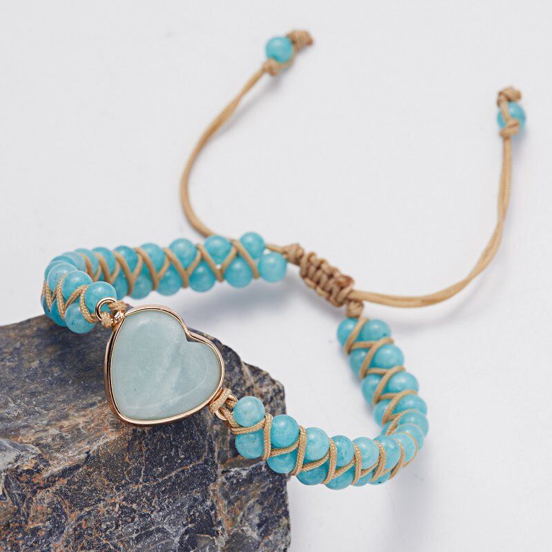 Handmade Natural Stone Braided Beads Bracelet Adjustable Bangle Women Jewellery
