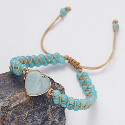 Handmade Natural Stone Braided Beads Bracelet Adjustable Bangle Women Jewellery