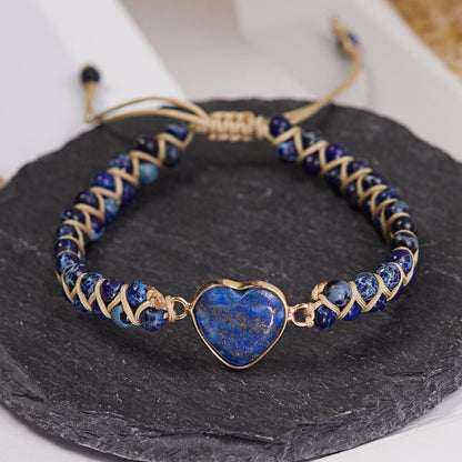 Handmade Natural Stone Braided Beads Bracelet Adjustable Bangle Women Jewellery