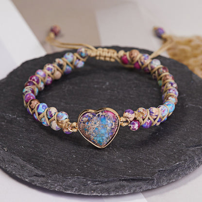Handmade Natural Stone Braided Beads Bracelet Adjustable Bangle Women Jewellery