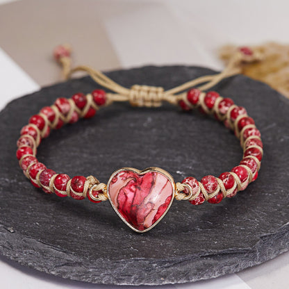 Handmade Natural Stone Braided Beads Bracelet Adjustable Bangle Women Jewellery