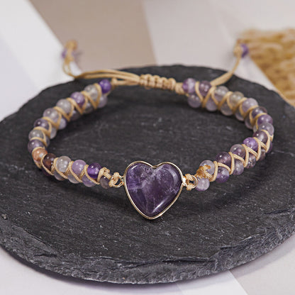 Handmade Natural Stone Braided Beads Bracelet Adjustable Bangle Women Jewellery