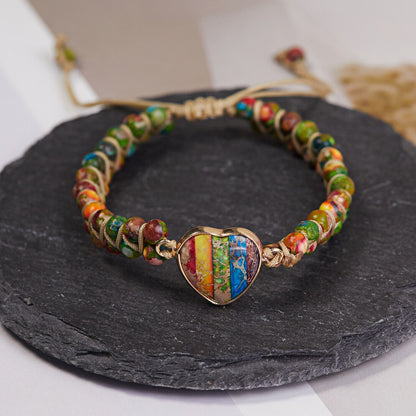 Handmade Natural Stone Braided Beads Bracelet Adjustable Bangle Women Jewellery