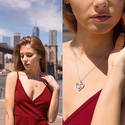 925 Silver Filled Necklace Pendant Fashion Women Cubic Zircon Wedding Jewelry