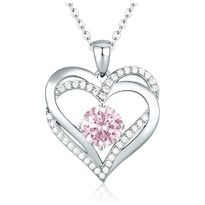 925 Silver Filled Necklace Pendant Fashion Women Cubic Zircon Wedding Jewelry