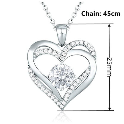 925 Silver Filled Necklace Pendant Fashion Women Cubic Zircon Wedding Jewelry