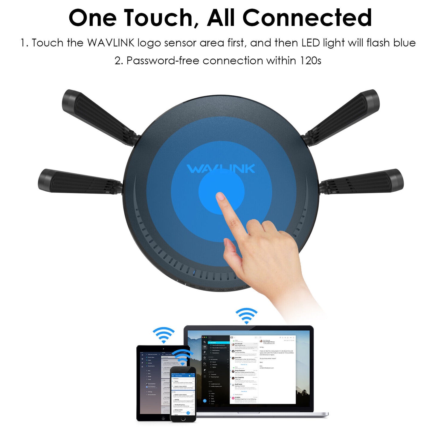 Ax3000 Wi Fi 6 Router Gigabit Dual Band Wireless Router W/mu-Mimo Touch Link Ofdma