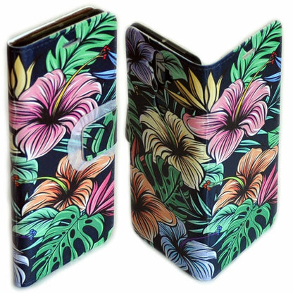 For Apple iPhone Series Tropical Leaf Pattern Wallet Mobile Phone Case Cover #1