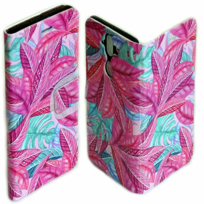 For Apple iPhone Series Tropical Leaf Pattern Wallet Mobile Phone Case Cover #1
