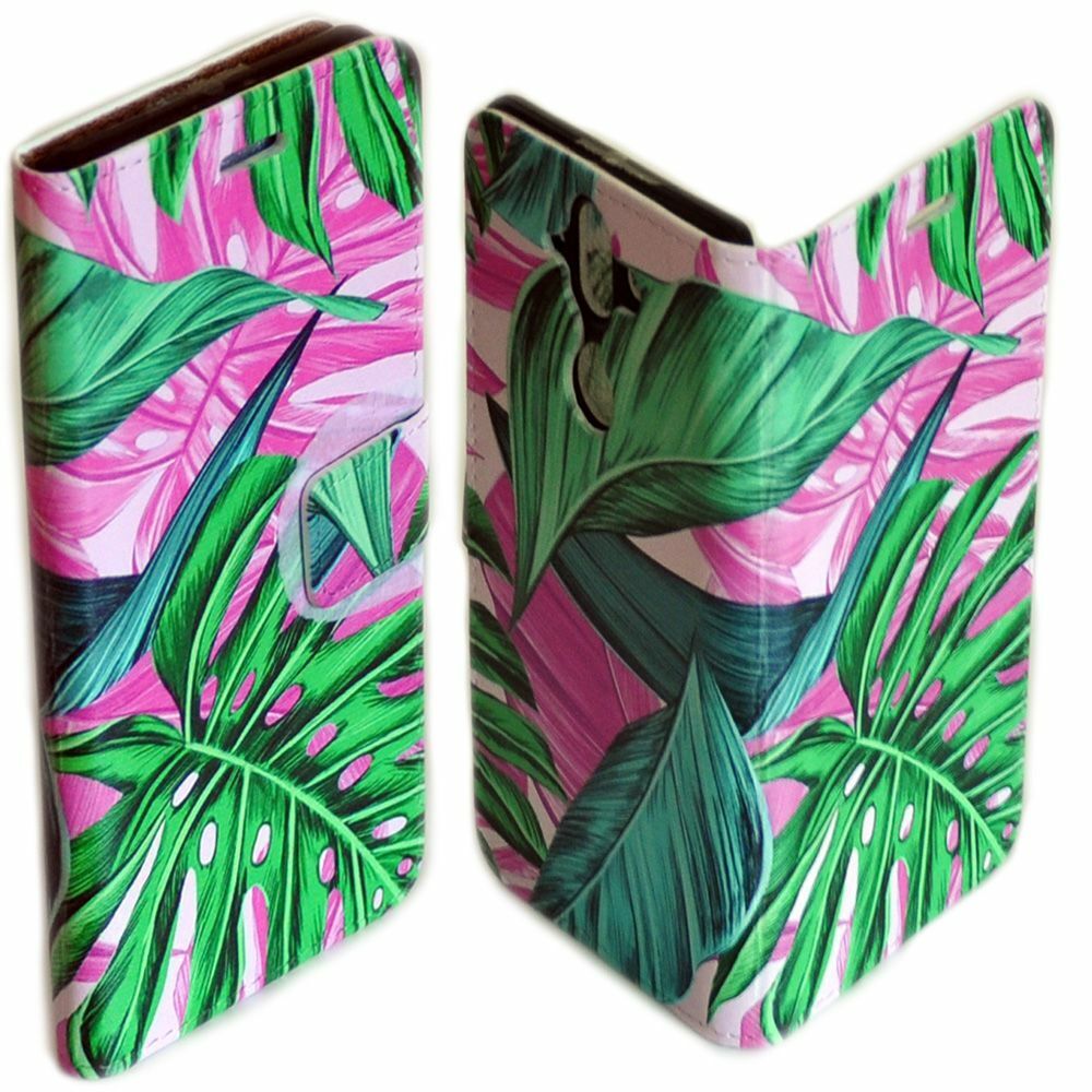 For Apple iPhone Series Tropical Leaf Pattern Wallet Mobile Phone Case Cover #1