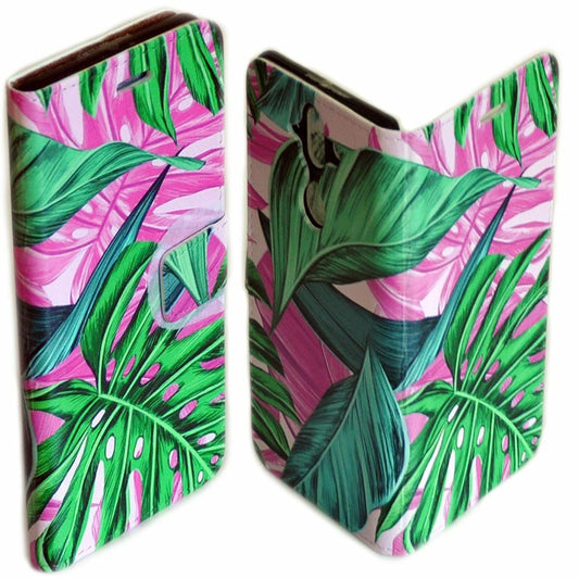 For Apple iPhone Series Tropical Leaf Pattern Wallet Mobile Phone Case Cover #1