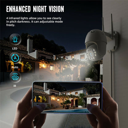Home Security IP Camera 1080P Waterproof Outdoor Smart CCTV Cam Two Way Audio
