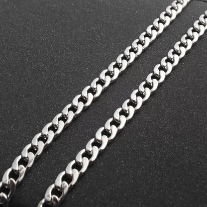 2-15mm Men's 316L Stainless Steel Silver Curb Link NK Necklace Chain Wholesale
