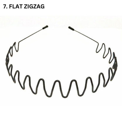 Black Metal Sports Hairband Headband Wave Alice Style Hair band Unisex Men Women