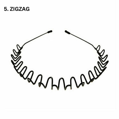 Black Metal Sports Hairband Headband Wave Alice Style Hair band Unisex Men Women