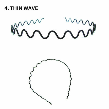 Black Metal Sports Hairband Headband Wave Alice Style Hair band Unisex Men Women